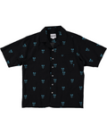 'The Don' Camp Shirt in Black and Turquoise Jamdani Embroidery