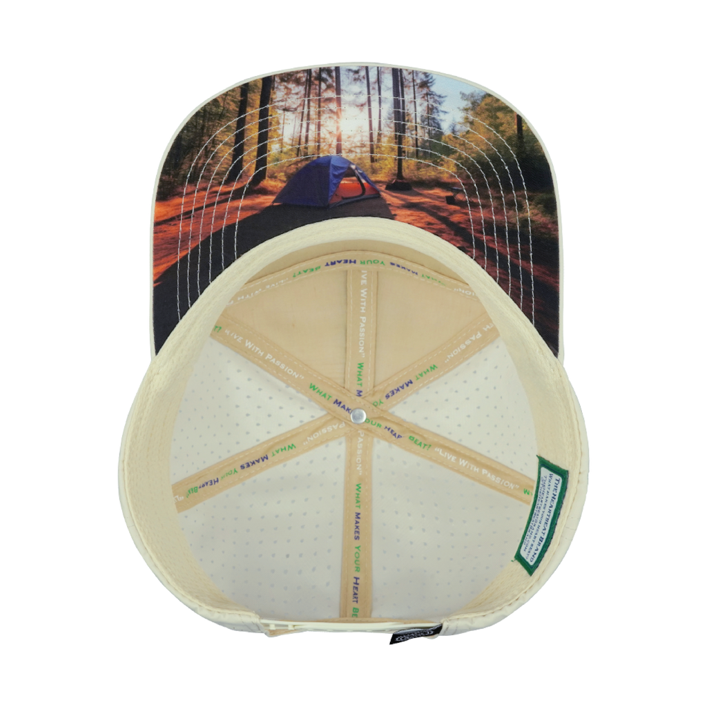 Camping Hat - Flat Bill - Cream / Soft Cream Camo - Laser Mesh